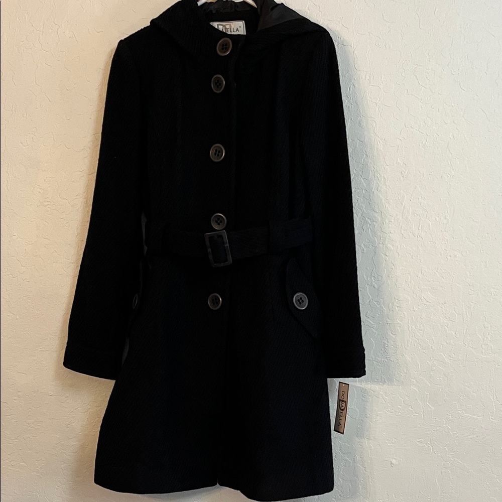 Black wool blend classic car coat by Donatello  new with tags never worn size m